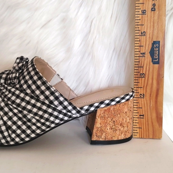 Comfort Est.1946 Gingham Twist Knot Peep-Toe Cork Heel Slide Sandals/Size 7 - Picture 9 of 10
